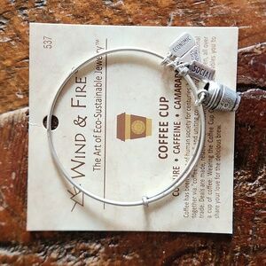 Wind & Fire Bangle Coffee Cup Bracelet Silver